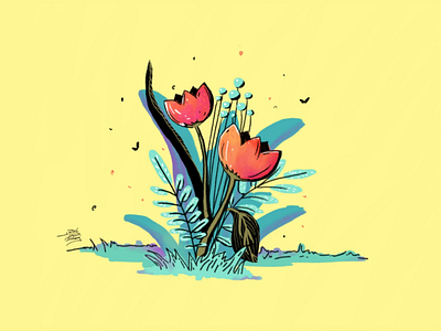 Bloom cartoon colorful digital painting flower graphic art illustration illustrator pastel rose spring sunny yellow