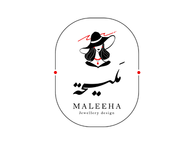 MALEEHA arabic black branding calligraphy feminine graphic design illustration jewelry logo logo design logo designer red