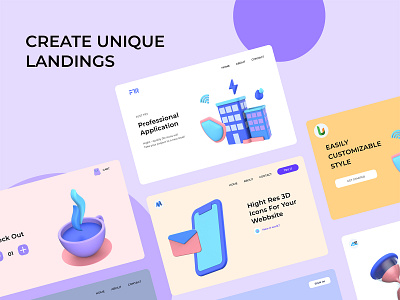 Create a Unique Landing Page with 3D Icon Pack 3d bank business digital finance fingerprint icon illustration isometric money render shield wallet