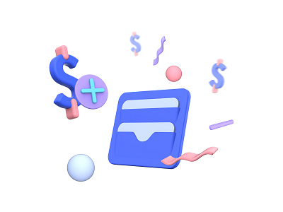 Add Money 3D Illustration for Wallet App 3d app finance icon illustration plastic render ui design wallet