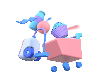 Cart 3D Illustration for Finance App