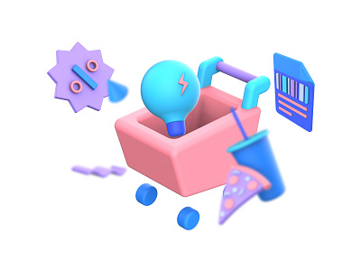 Cart categories 3D Illustration for eWallet App