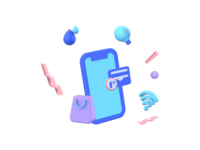 Utilities Payment 3D Illustration for eWallet App