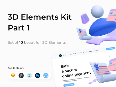 3D Elements Kit - Part 1 3d account atm bill digital wallet ewallet face finance payment render wallet