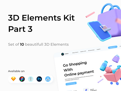 3D Elements Kit - Part 3 elements figma fruit illustraion obj psd sketch