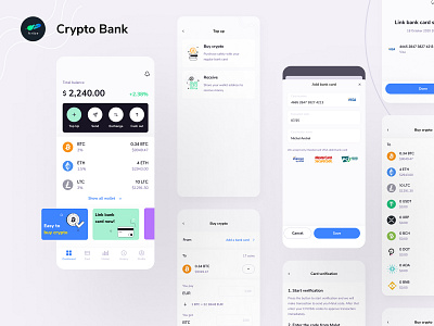 Crypto Banking Mobile App altcoins bank banking bitcoin crypto cryptocurrency digital wallet ethereum ewallet finance finance app mobile app design payment ui design ux design wallet