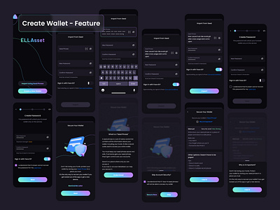 ELLAsset DeFi Mobile App - Create Wallet Feature asset management buy collectibles nft crypto cryptocurrency decentralized defi defi wallet exchage receive seed phrase send swap tokens token wallet