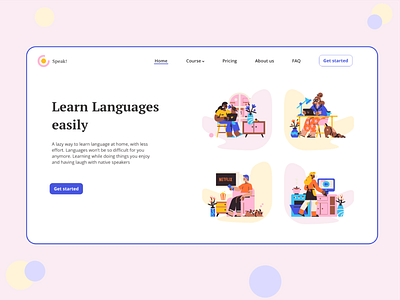 Main Page for Online Language Courses 2020 app art course design graphic illustration language languages ui uiux web web design webdesign