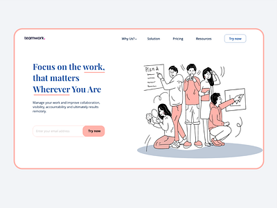 Redesign Mainpage for Teamwork website 2020 2020 trends app art business graphic illustraion mobile mobile app mobile ui teamwork ui uiux web web design website