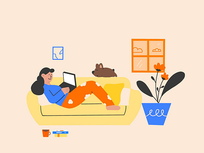 Work from home app design graphic illustration illustration art ui vector web design