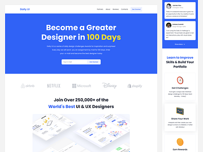 Daily 100. Redesign of Landing Page