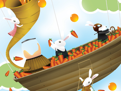 The Peel Fresh Airship carrot contest illustration packaging design rabbit vector