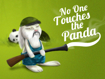 No One Touches the Panda illustration panda photoshop rabbit typography