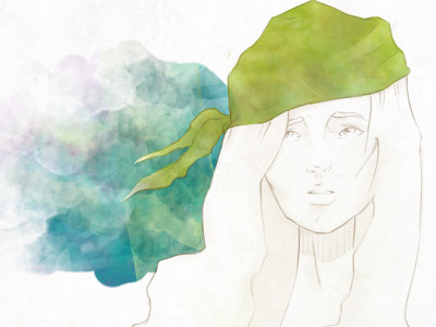 Broken fashion headgear illustration photoshop watercolor woman