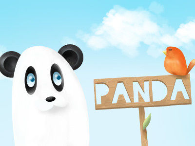 Panda! bird illustration panda sky wood