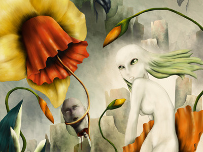 Spring Takeover daffodil death digital art fantasy flower spring war woman