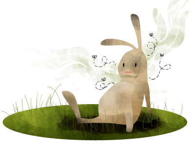 Stinky Rabbit brown bunny flies green hare illustration rabbit stink texture