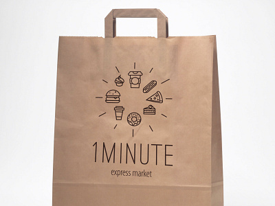 1 minute bag design design food line illustration logo minimal supermarket vector