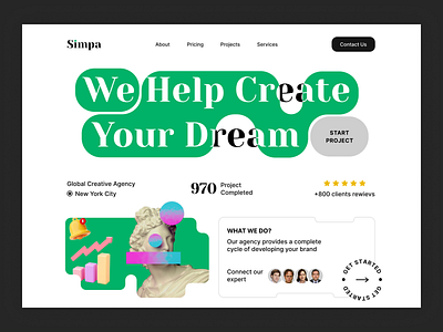 Creative Agency Simpa - Web Header branding design graphic design illustration logo ui ux vector web design website design