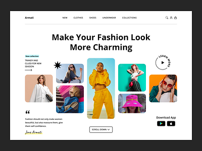 Fashion Store Armani - Web Header branding design graphic design illustration logo ui ux vector web design website design