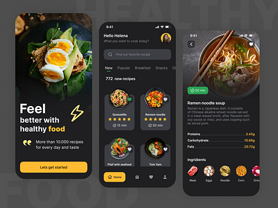 Healthy Food - Mob App branding design graphic design illustration logo ui ux vector web design website design