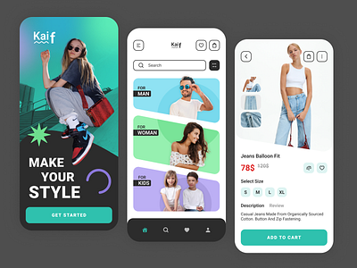 Kaif - Mob App branding design graphic design illustration logo ui ux vector web design website design