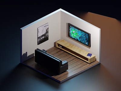 3D Isometric Living Room 3d blender isometric