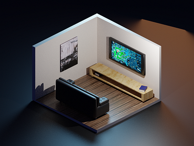 3D Isometric Living Room