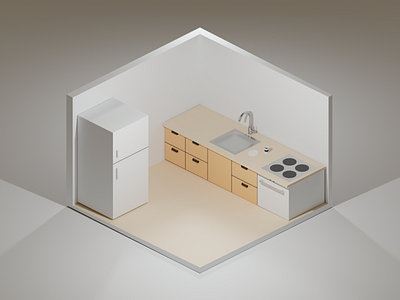3D Isometric Kitchen 3d blender blender3d isometric