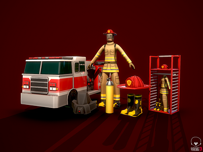 Stylized Firefighter Game Asset 3d 3d art animation app design game art