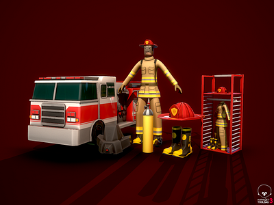 Stylized Firefighter Game Asset