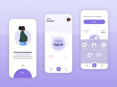 women health tracker - period tracker application ui/ux design app design app ui application design application ui design illustration period tracker ui ui ux ui design uiux ux design