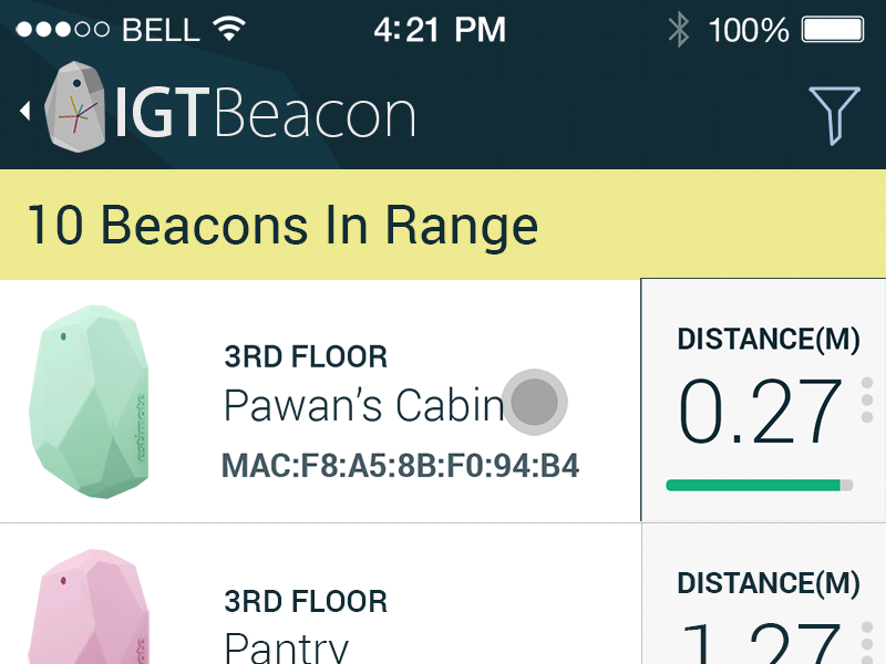 Beacon List app beacons clean flat gifs ios list mobile slide ui user interface ux