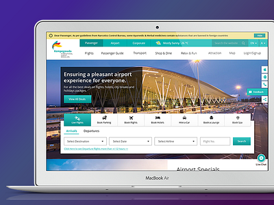 Revamp of Bengaluru International Airport Website airport design flight home page design landing page latest modren popular ui user interface website