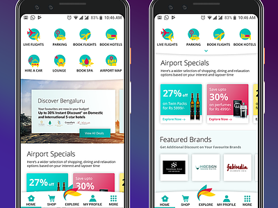 Mobile Application - Kempegowda International Airport airport android design flat icons design modren ui user interface ux ui design