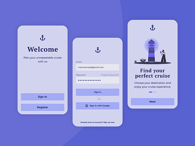 Sign In and Onboarding app design flat illustration minimal mobile app mobile ui onboarding sign in splashscreen ui ui ux welcome