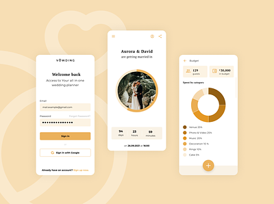 Vowding - Wedding Planning App app flat design mobile app mobile design planner ui design ux design wedding