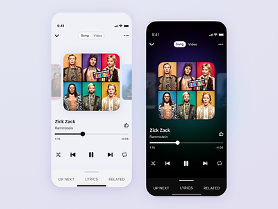 Mobile Redesign YouTube Music App app branding colors darkmode design mobile music pause play player styleguide ui uiux voice