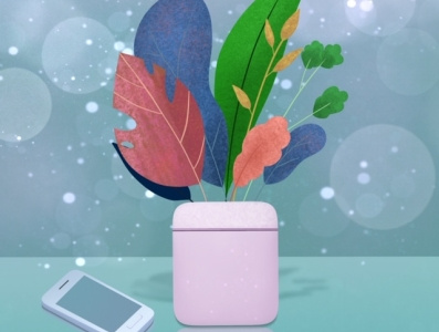 vactor digital flower illustration phone vactor vase