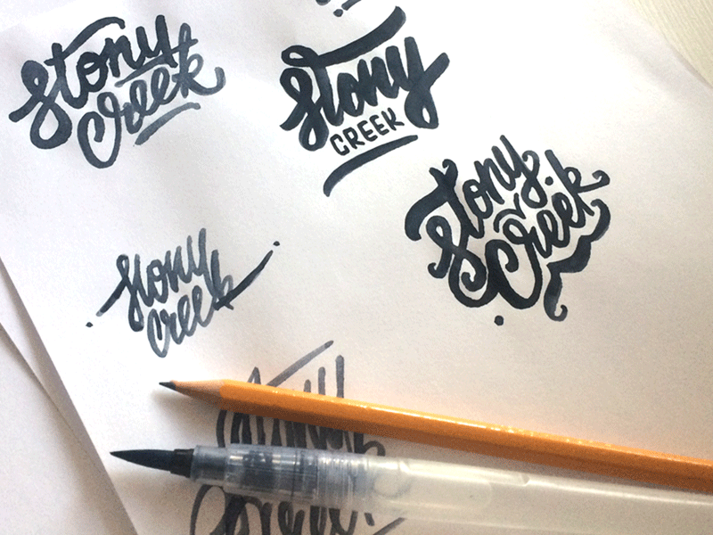 Stony Creek Logo Sketches branding lettering logo logotype process sketch typography