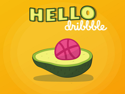 Hello Dribbble =) avocado firstshot hello hellodribbble illustration invite