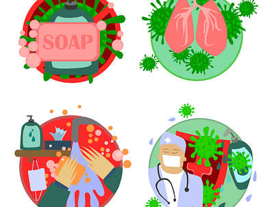 set of icons coronavirus app branding concept coronavirus covid covid 19 design doctor in mask icon illustration logo soap vector