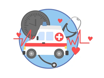 ambulance car icon ambulance app branding concept covid 19 design heart icon illustration life logo medcine pandemic time ui ux vector