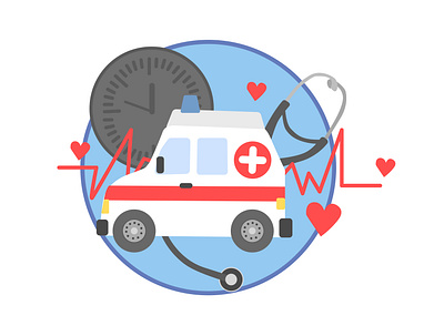 ambulance car icon ambulance app branding concept covid 19 design heart icon illustration life logo medcine pandemic time ui ux vector