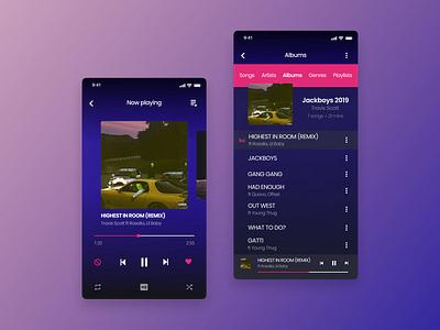 Music Player App album app design ios mobile app music music player player song ui ux