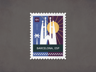 Post Stamp Barcelona barcelona card illustration illustrator post postcard poststamp sagrada familia spain stamp