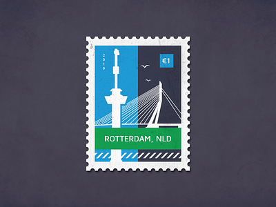 Post stamp Rotterdam bridge card erasmusbrug euromast letter post postcard poststamp rotterdam stamp the netherlands