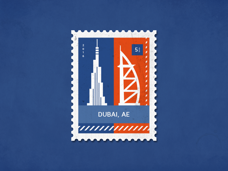 Post stamp Dubai by Mike Zuidgeest on Dribbble