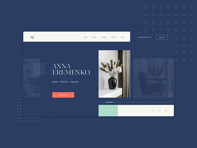 Interior stylist. Landing page