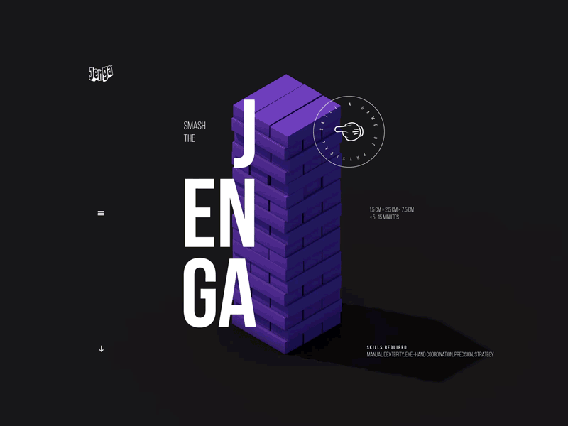 Jenga 3d animation c4d interaction jenga minimal motion ui web design